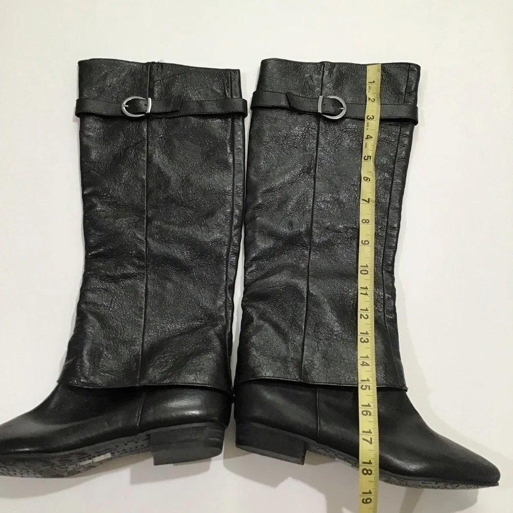 Chinese laundry knee-high riding black leather boots size 6.5 NWOT set in stone